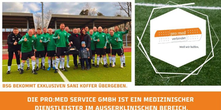 Die BSG-Männer bedanken sich bei der Pro:Med Service GmbH